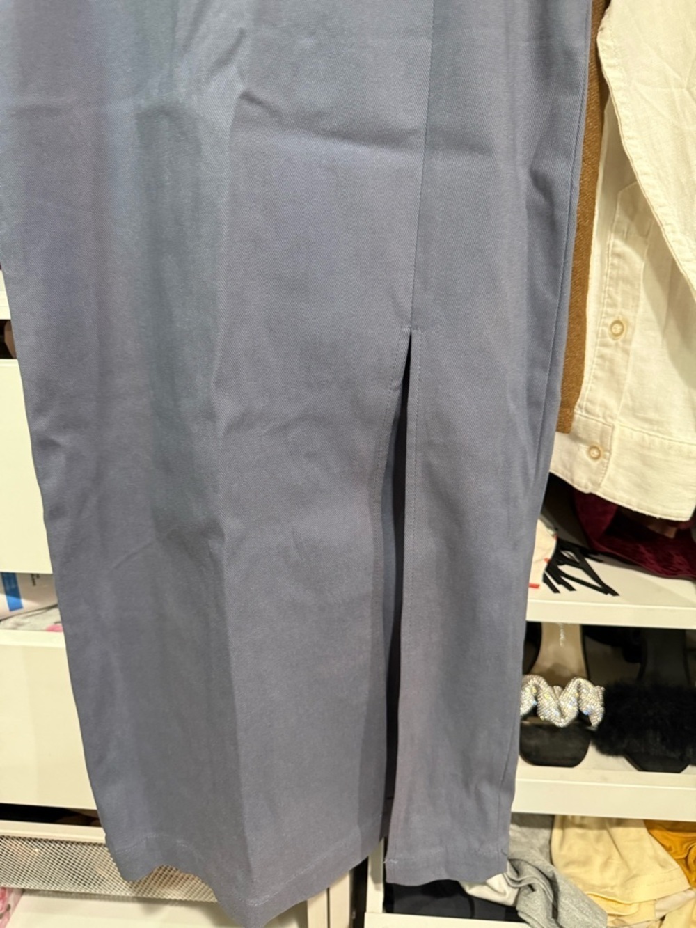 Women’s Strapless Midi dress in Slate Blue w/ slit - Picture 8 of 8